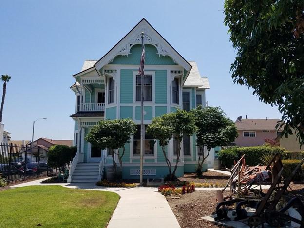 A house with a flag on the front