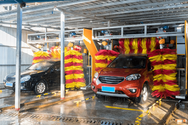 A car going through a car wash