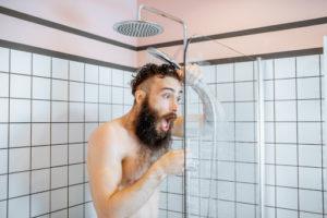 person in shower