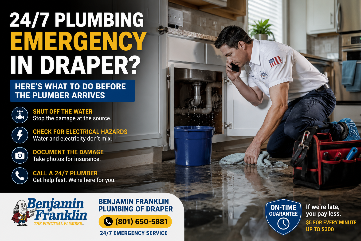 24/7 Plumbing Emergency in Draper? Here's What to Do Before the Plumber Arrives