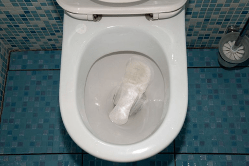 a picture of garbage in the toilet 