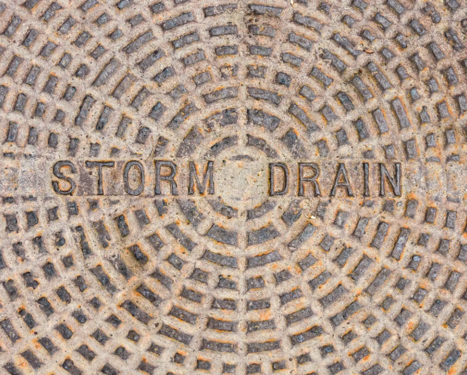 close up of storm drain