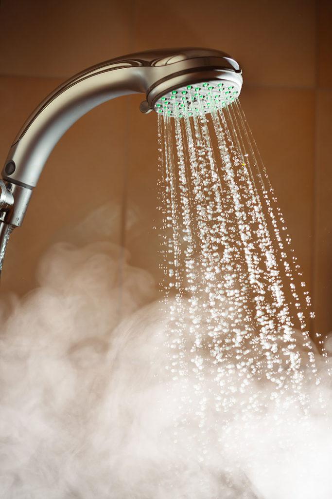 Shower head with hot water